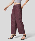 Halara Flex™ Jeans Causal Fuselés à Taille Mi-haute avec Plusieurs Poches en Tricot Extensible Coloré