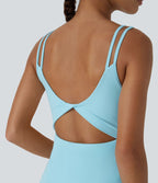 Robe de sport danse 2-pièces SoftlyZero™ Plush double bretelles caraco avec poche A-D