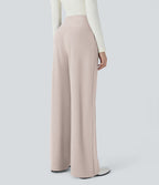 Halara Flex™ Pantalon Tailleur Évasé à Taille Haute Sculptant la Silhouette avec Poches Latérales Micro Waffle