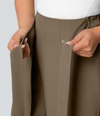 Pantalon Tailleur Large Fluide Taille Haute Fermeture Éclair Invisible