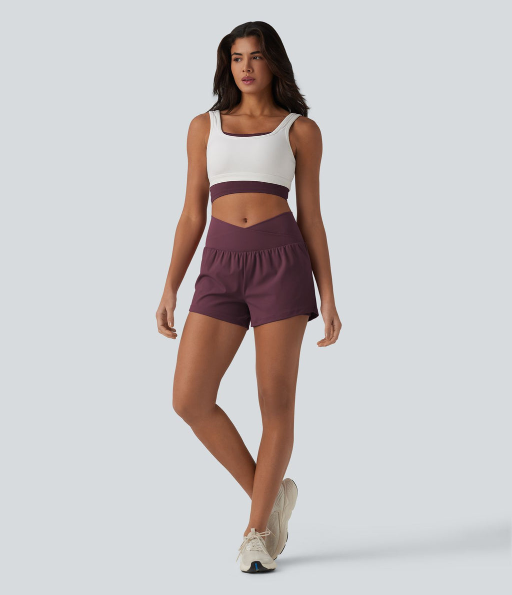 Short de yoga 2-en-1 SoftlyZero™ Airy croisé taille haute 7,5 cm effet frais InstantCool avec poches