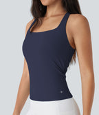 Débardeur de course crop top dos nu col carré bretelles croisées Softlyzero™ Airy Cool Touch - longueur rallongée - UPF50+
