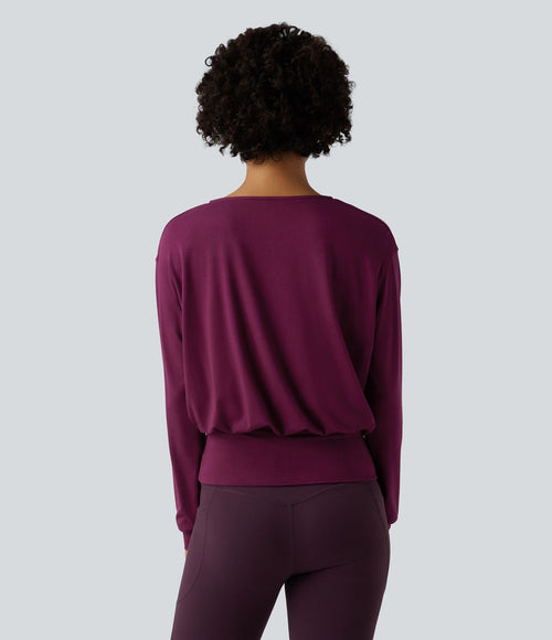 Blouse de travail col V croisée manches longues