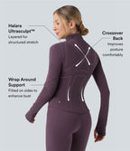 Veste de yoga Halara UltraSculpt™ col montant push-up manches longues à trous pouces avec poches