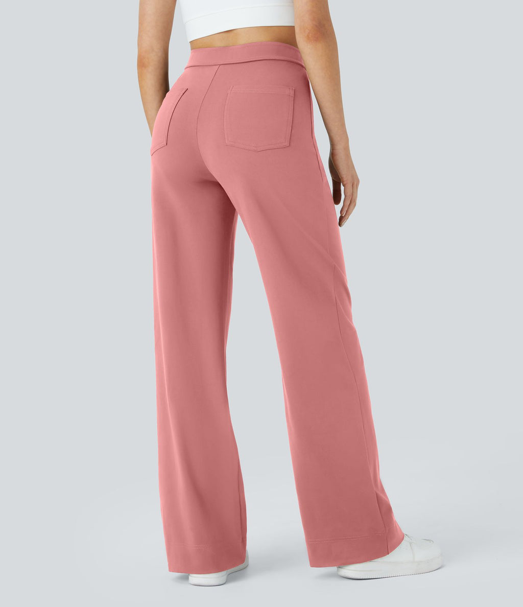 Pantalon taille haute coupe droite DayStretch avec poches