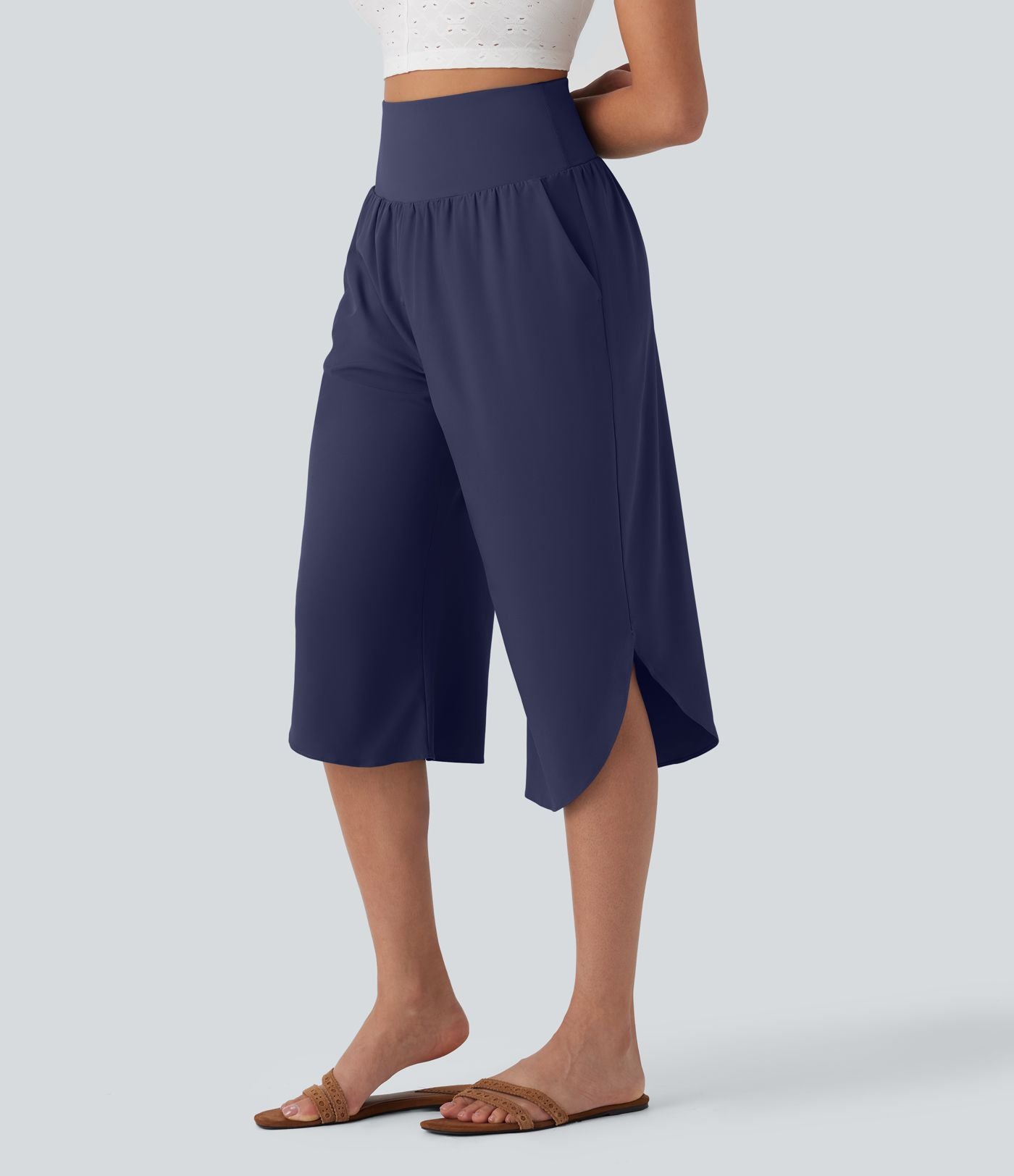Pantalon corsaire gainant taille haute à ourlet asymétrique et séchage rapide avec poches Breezeful™
