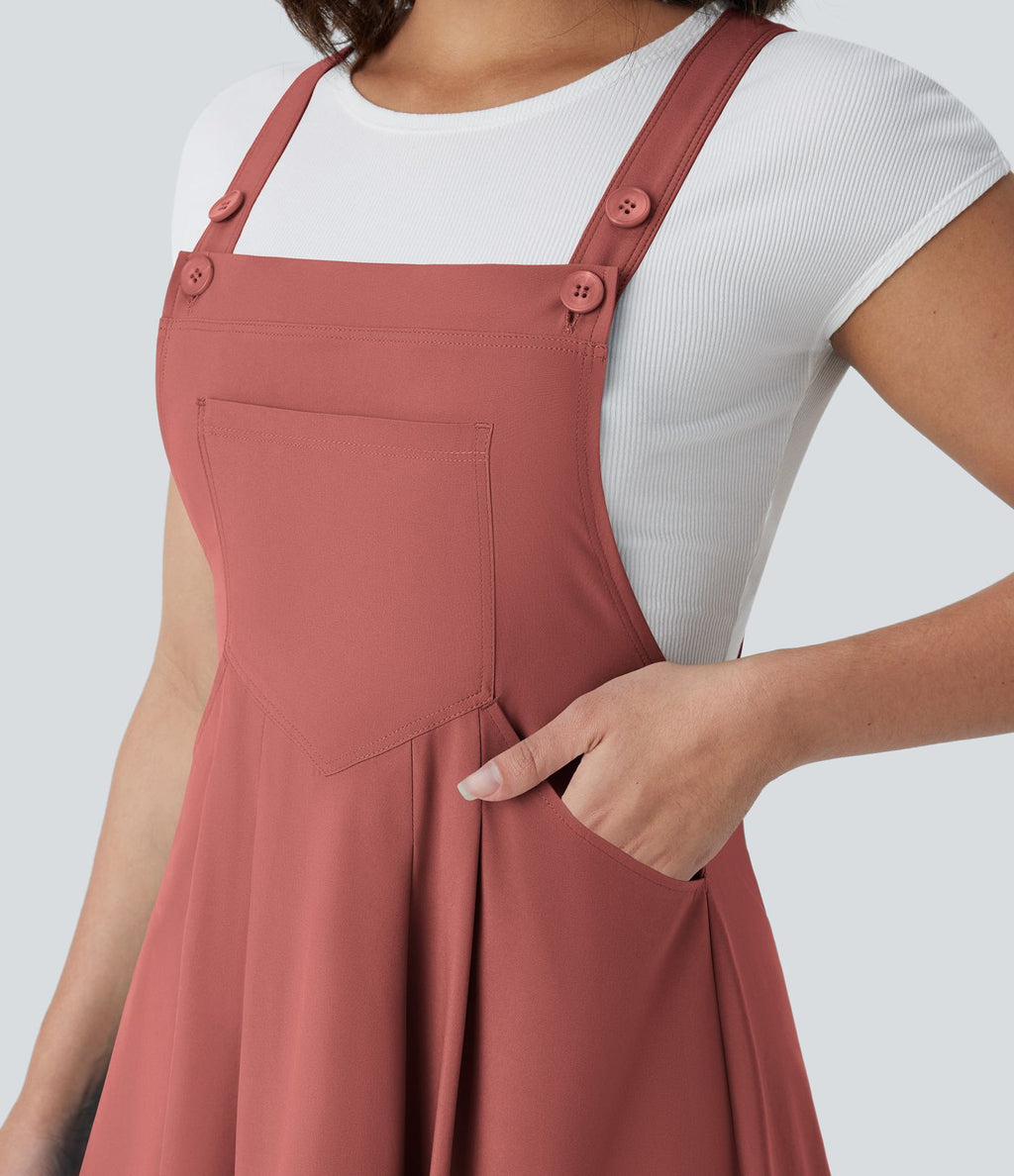 Robe mi-longue décontractée fluide Breezeful™ séchage rapide avec bretelles ajustables, boutons et poches multiples