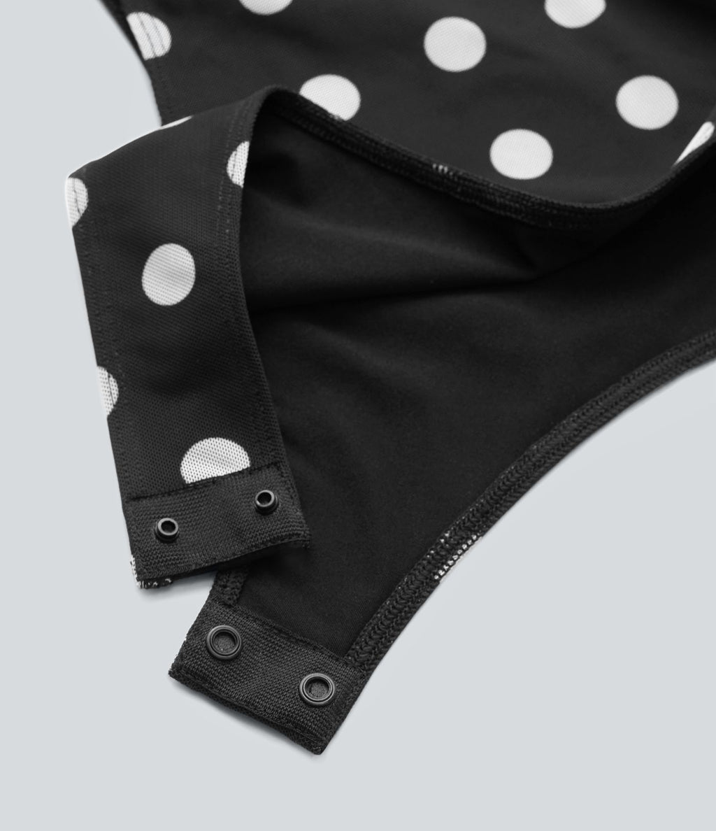 Body décontracté épaules dénudées à pois en mesh