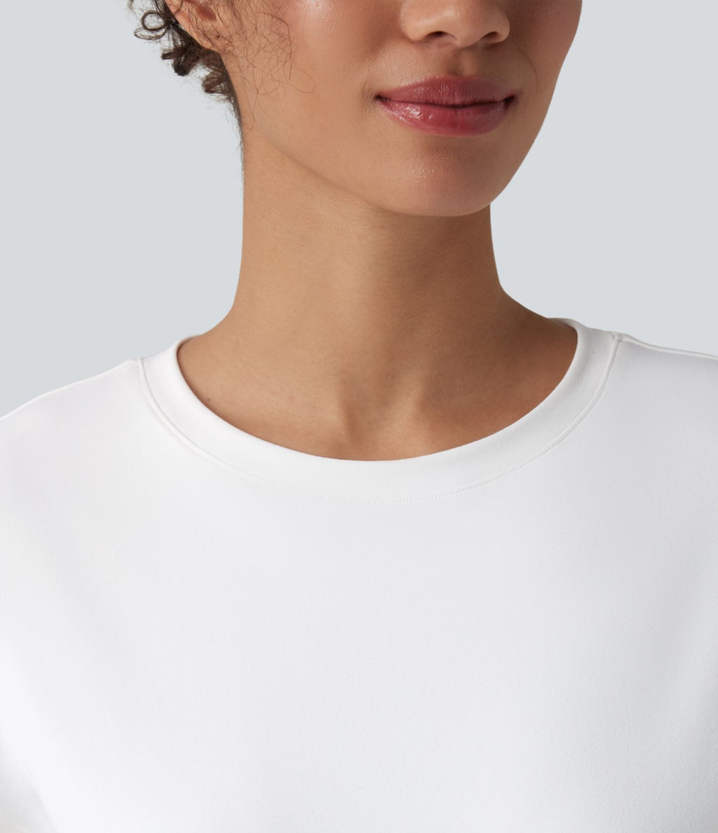 T-shirt baby tee décontracté col rond près du corps - Longueur plus longue