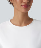 T-shirt baby tee décontracté col rond près du corps - Longueur plus longue