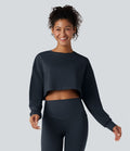 Top de sport yoga court col rond manches chauve-souris