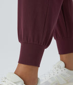 Jogging de Yoga à Taille Haute, Croisé Devant, Plis, Poches Latérales, en Tissu Gaufré