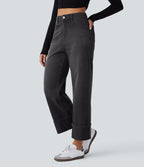 Halara Flex™ Jean Larges Taille Haute Ourlet Roulotté Multiples Poches