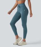 Legging 7/8 de yoga chiné taille haute séchage rapide avec cordon de serrage Halara UltraSculpt™ et poches