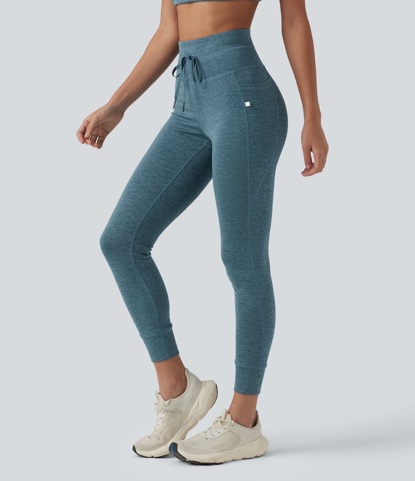 Legging 7/8 de yoga chiné taille haute séchage rapide avec cordon de serrage Halara UltraSculpt™ et poches
