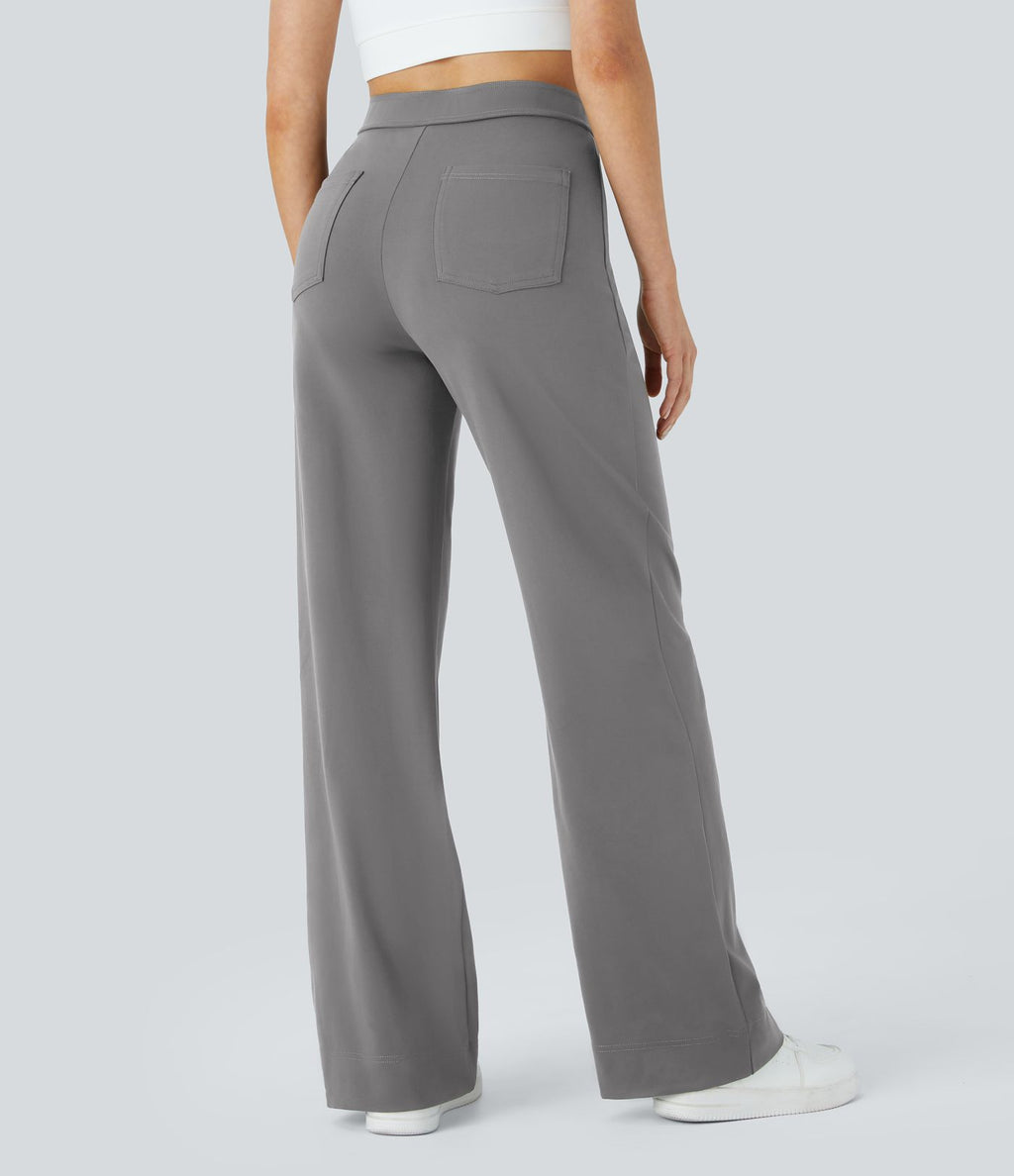 Pantalon taille haute coupe droite DayStretch avec poches