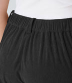 Pantalon Casual Grande Taille Velours Côtelé Taille Mi-haute Boutonnés Fermeture Éclair Poches Latérales