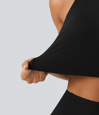 Brassière de running maintien léger frais au toucher à séchage rapide avec encolure arrondie, découpe, coussinets amovibles et protection solaire UPF50+