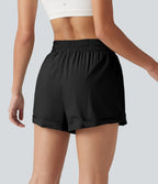Short de running baggy 2-en-1 taille mi-haute avec cordon ajustable et poche