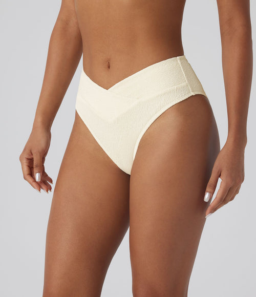 Bas de maillot de bain bikini texturé croisé