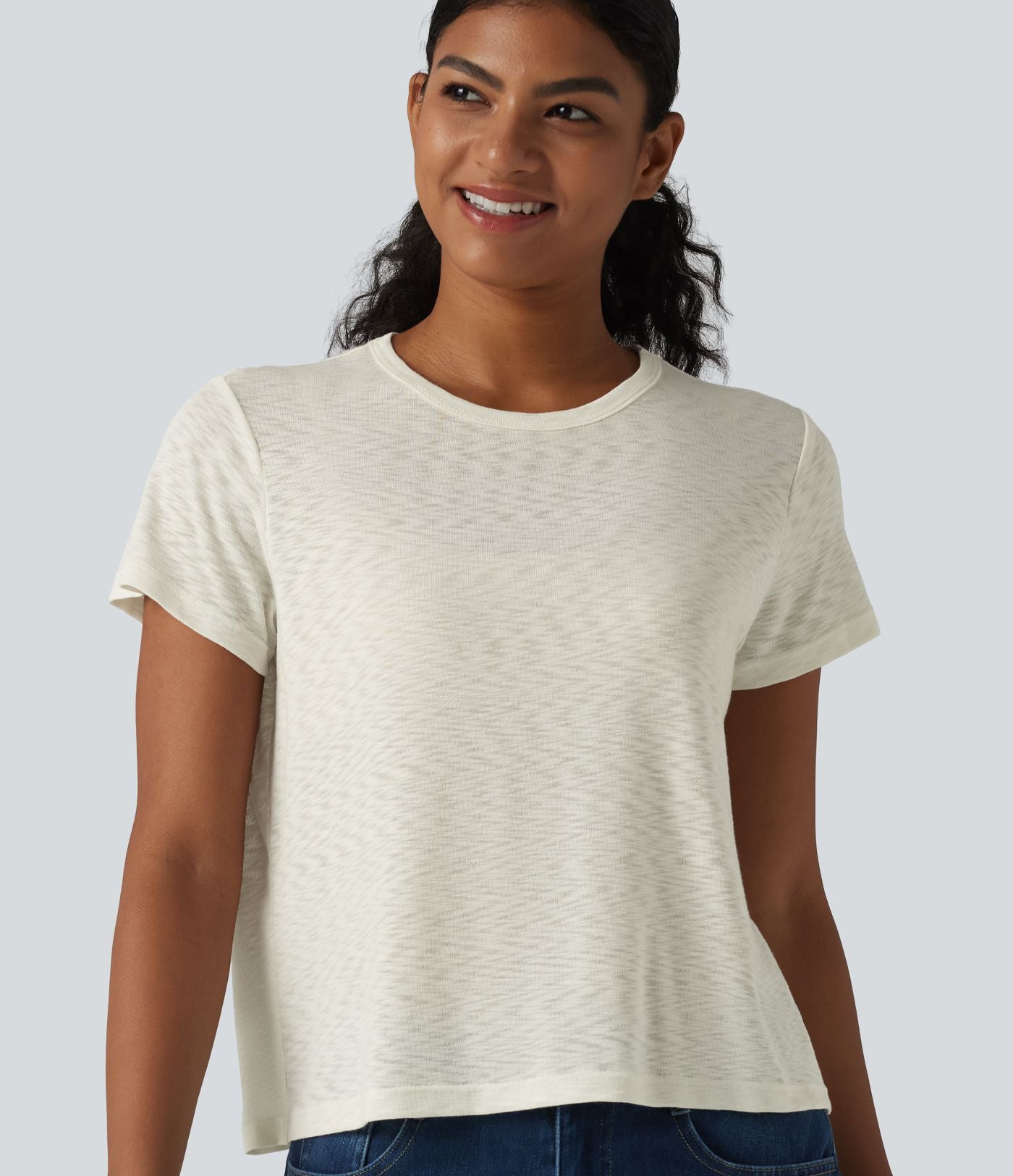 T-shirt décontracté col rond manches courtes