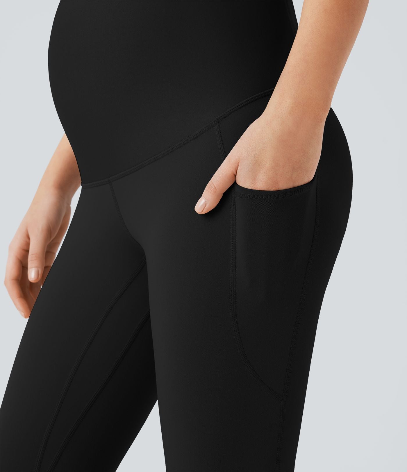 Legging de yoga de maternité Softlyzero™ 7/8 ultra taille haute avec poches latérales et dos croisé - Protection UV UPF50+