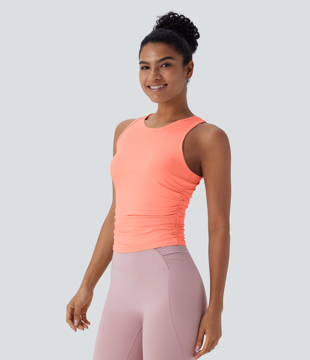 Débardeur de yoga dos nageur froncé col rond