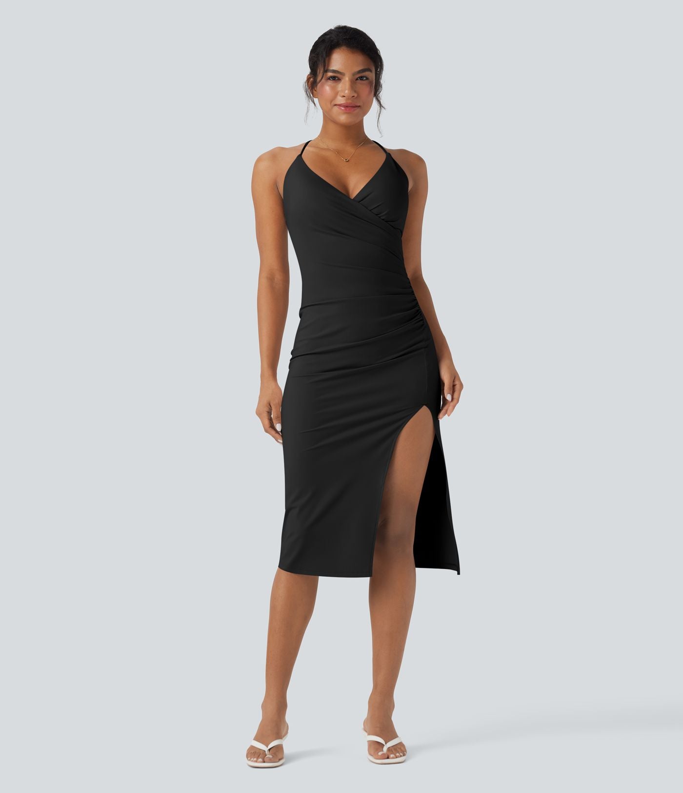 Robe moulante SoftlyZero™ Airy croisée froncée laçage effet frais InstantCool, bonnets E-G, protection solaire UPF50+