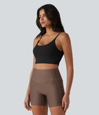 Brassière de sport de yoga en maille côtelée col U, maintien léger et soutien-gorge intégré