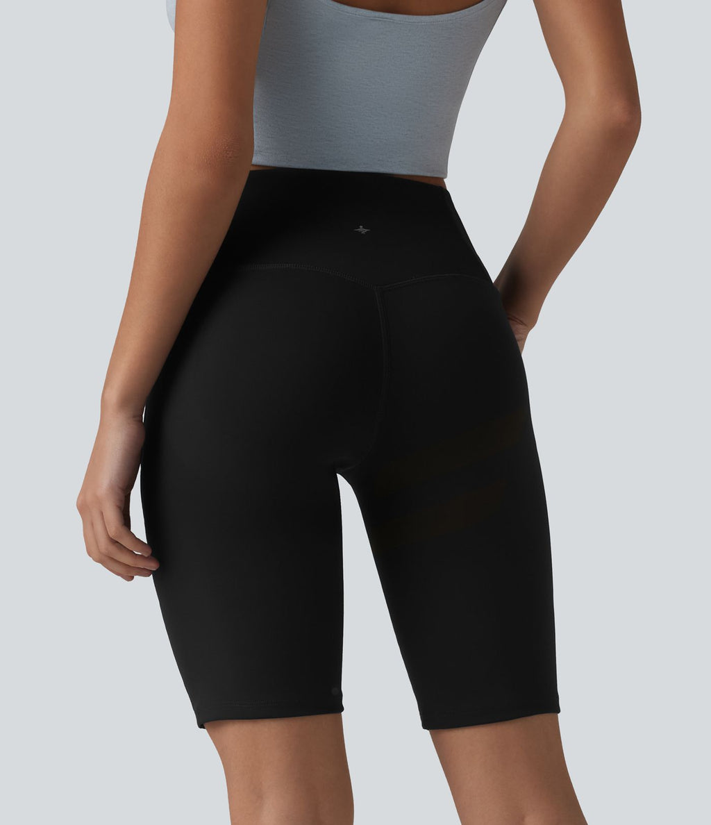 Short cycliste décontracté DayStretch taille haute gainant et push-up avec empiècement en mesh contrasté, 24 cm, poche