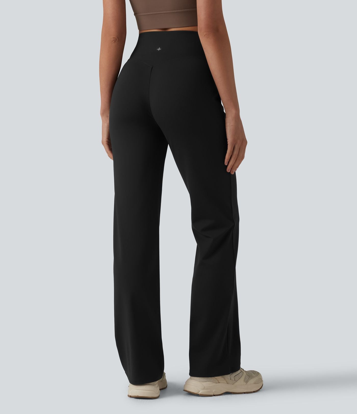 Pantalon bootcut de yoga taille haute croisée avec poches