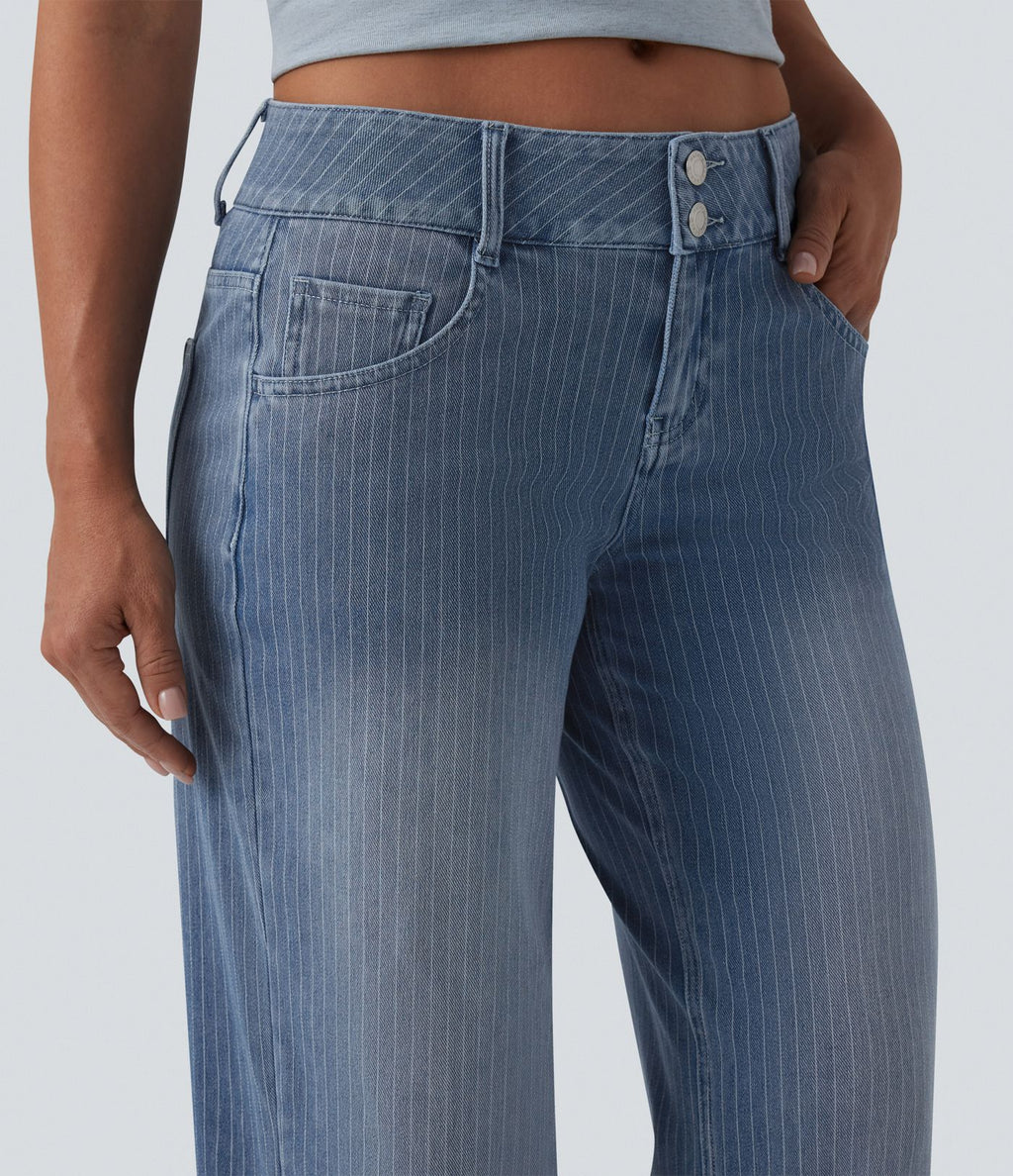 Jean large Halara Flex™ casual taille basse à rayures avec poches