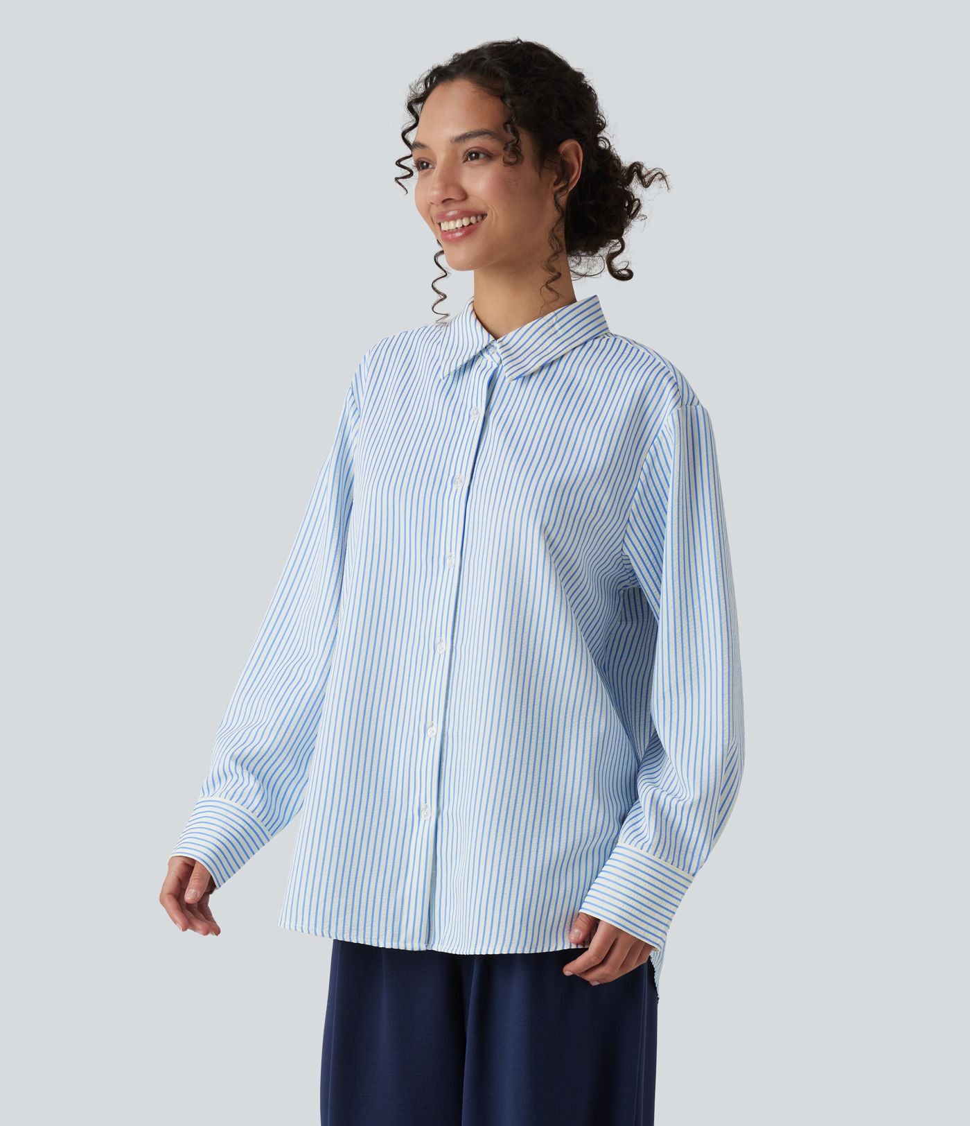 Chemise tailleur oversize manches longues à rayures