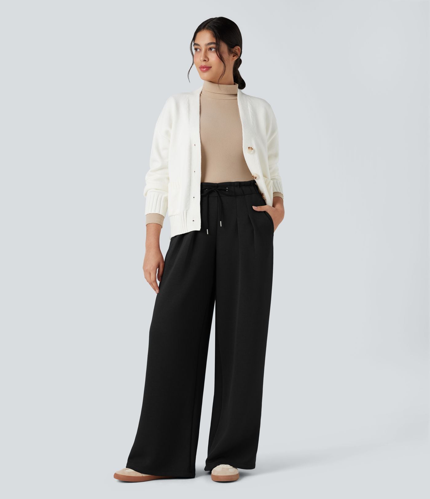 Pantalon décontracté SpacerTek™ taille haute effet baggy, avec cordon de serrage et poches