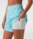 Short taille haute 2 en 1 à motif coquillage 12,5 cm avec poches