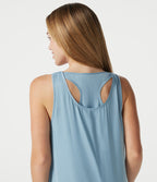 Robe fluide de vacances 2-en-1 col rond échancré sans manches asymétrique