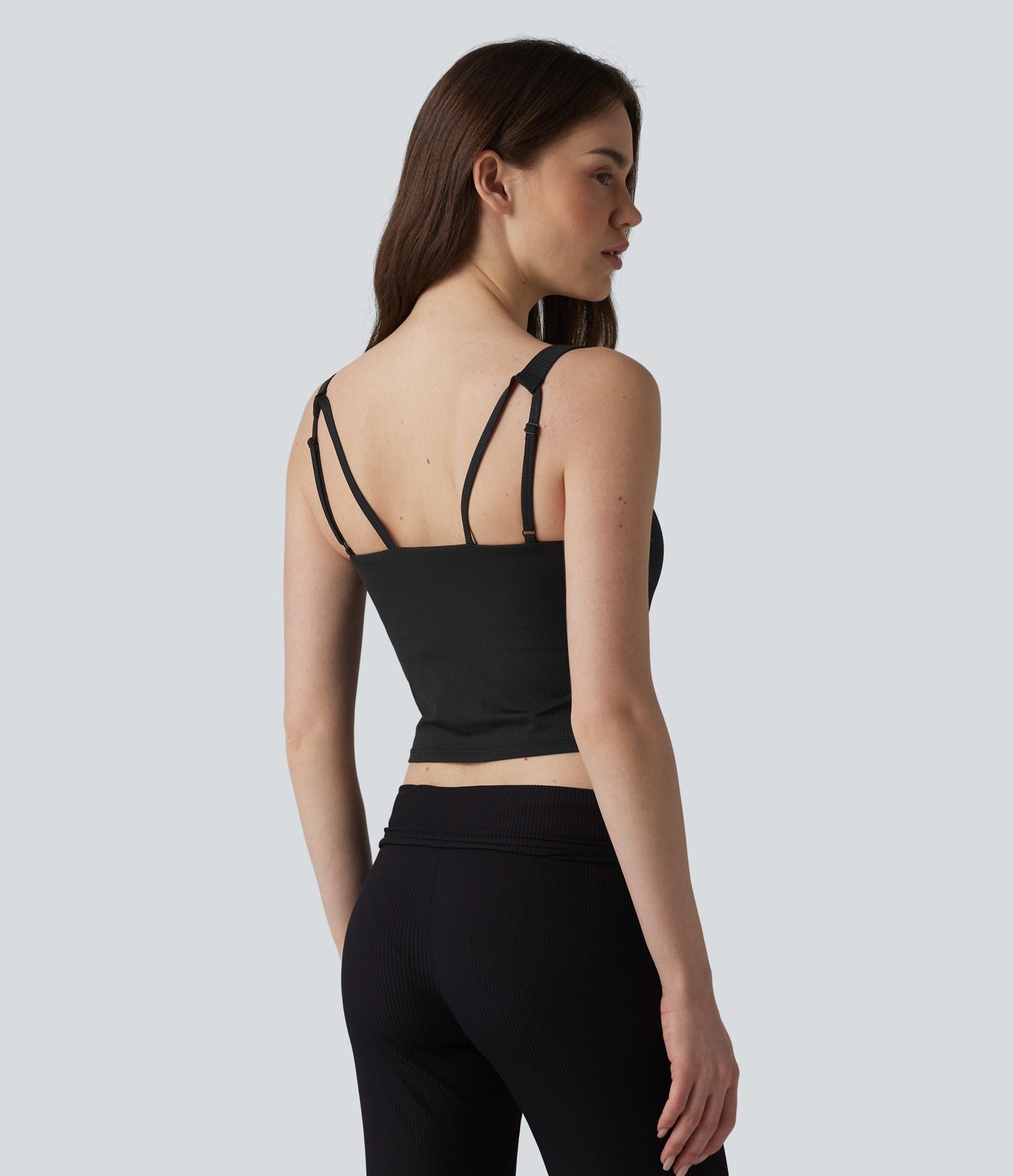 Débardeur décontracté en maille côtelée, doux au toucher, anti-odeurs, bretelles réglables, brassière intégrée, protection solaire UPF40+