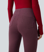 Halara Flex™ Pantalon tailleur évasé à rayures taille haute avec poches