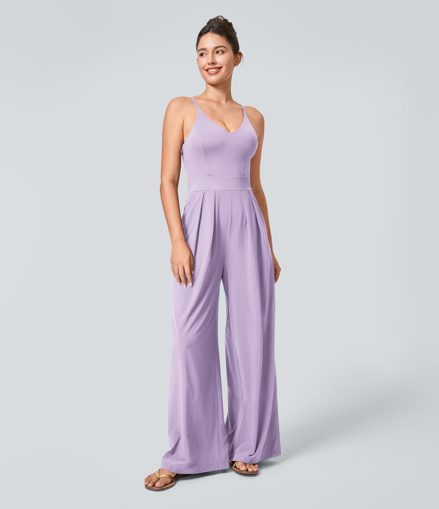 Breezeful™ Combinaison Dos Nu Poche Zippée Invisible Sur le Côté Jambe Large Séchage Rapide
