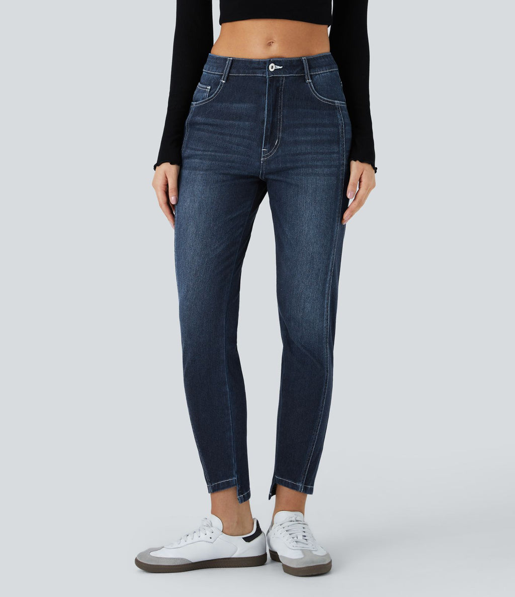 Jean skinny 7/8 décontracté taille basse Halara Flex™ avec poches zippées