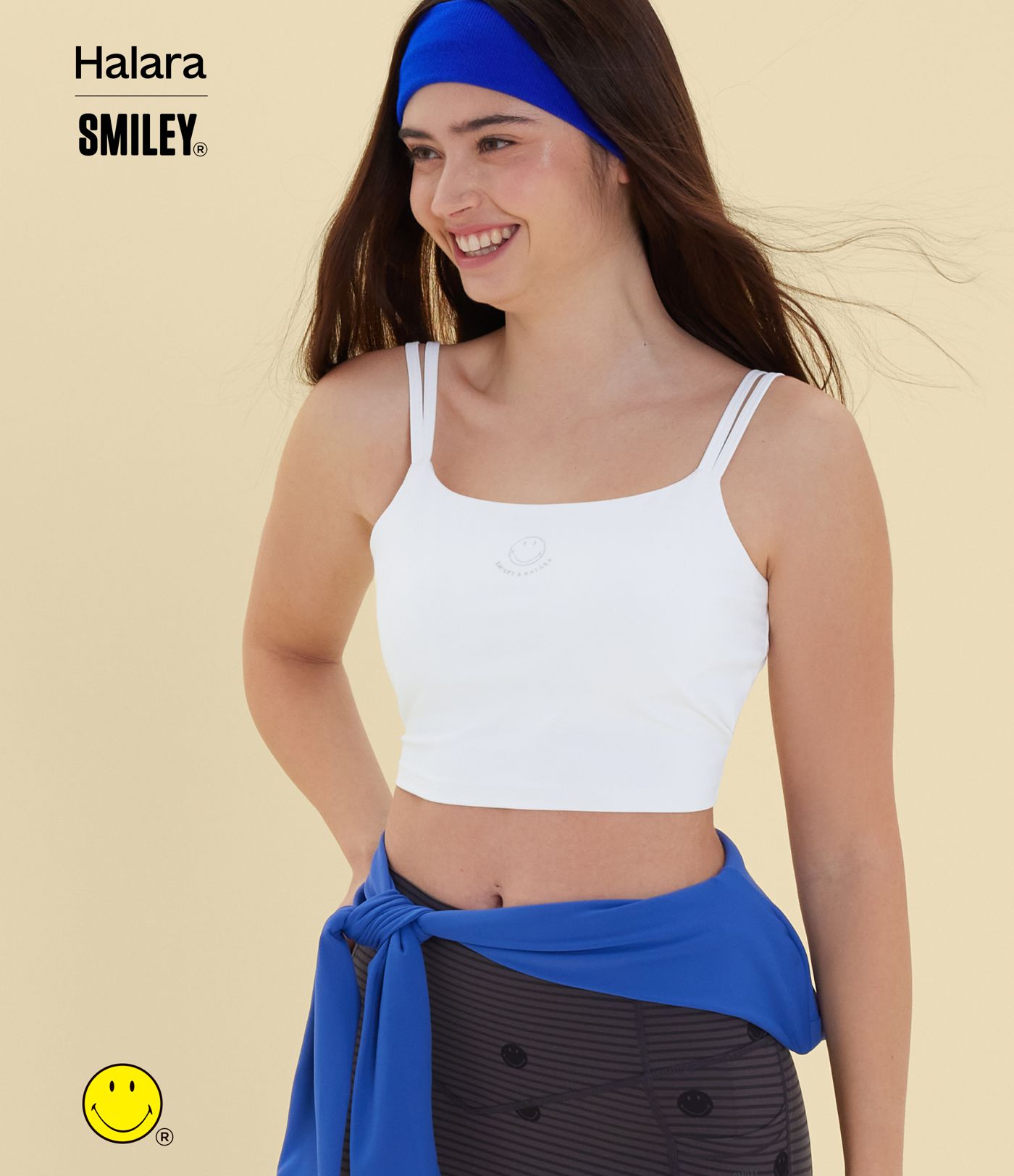 Débardeur de yoga cropped Halara X Smiley® Halara UltraSculpt™ à doubles bretelles dos torsadé ouvert