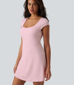 Robe décontractée mini 2-en-1 Softlyzero™ Plush à col carré style corset avec poche