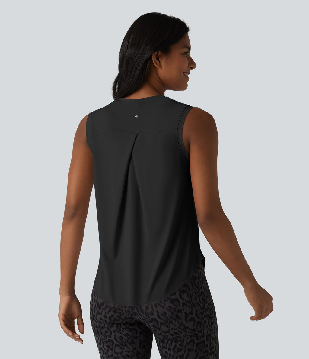 Débardeur de sport à col rond et ourlet arrondi, doux au toucher, protection solaire UPF50+