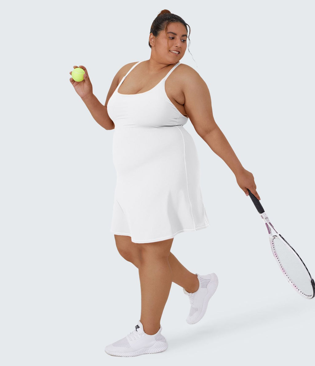 Quotidien Softlyzero™ Plush Robe d'Activité Grande Taille Fluide 2-en-1 à Dos Nu Style Wannabe Longue avec Ajustable et Bretelles Réglables