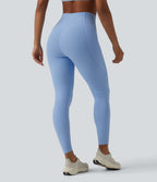 Legging de sport maille côtelée gainant à séchage rapide taille haute avec cordon de serrage et poches - UPF50+