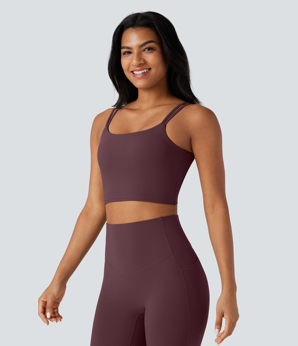 Débardeur yoga court Halara UltraSculpt™ double bretelles torsadé dos nu