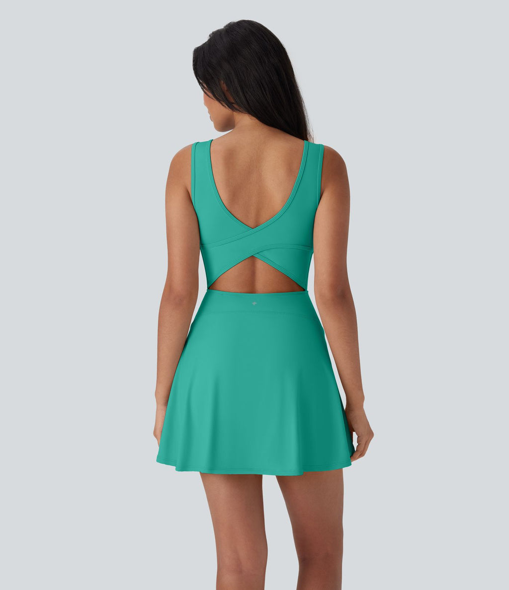 Robe SoftlyZero™ Airy de danse mini 2-en-1 dos nu, col U, bretelles croisées, poches latérales et effet frais InstantCool, accès facile Easy Peasy