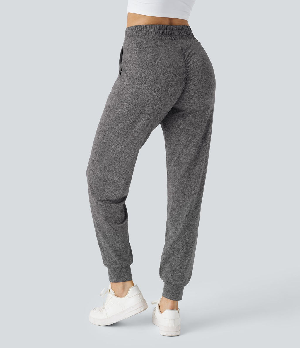 Jogging Yoga Froncé Taille Haute Cordon de Serrage Poche Latérale