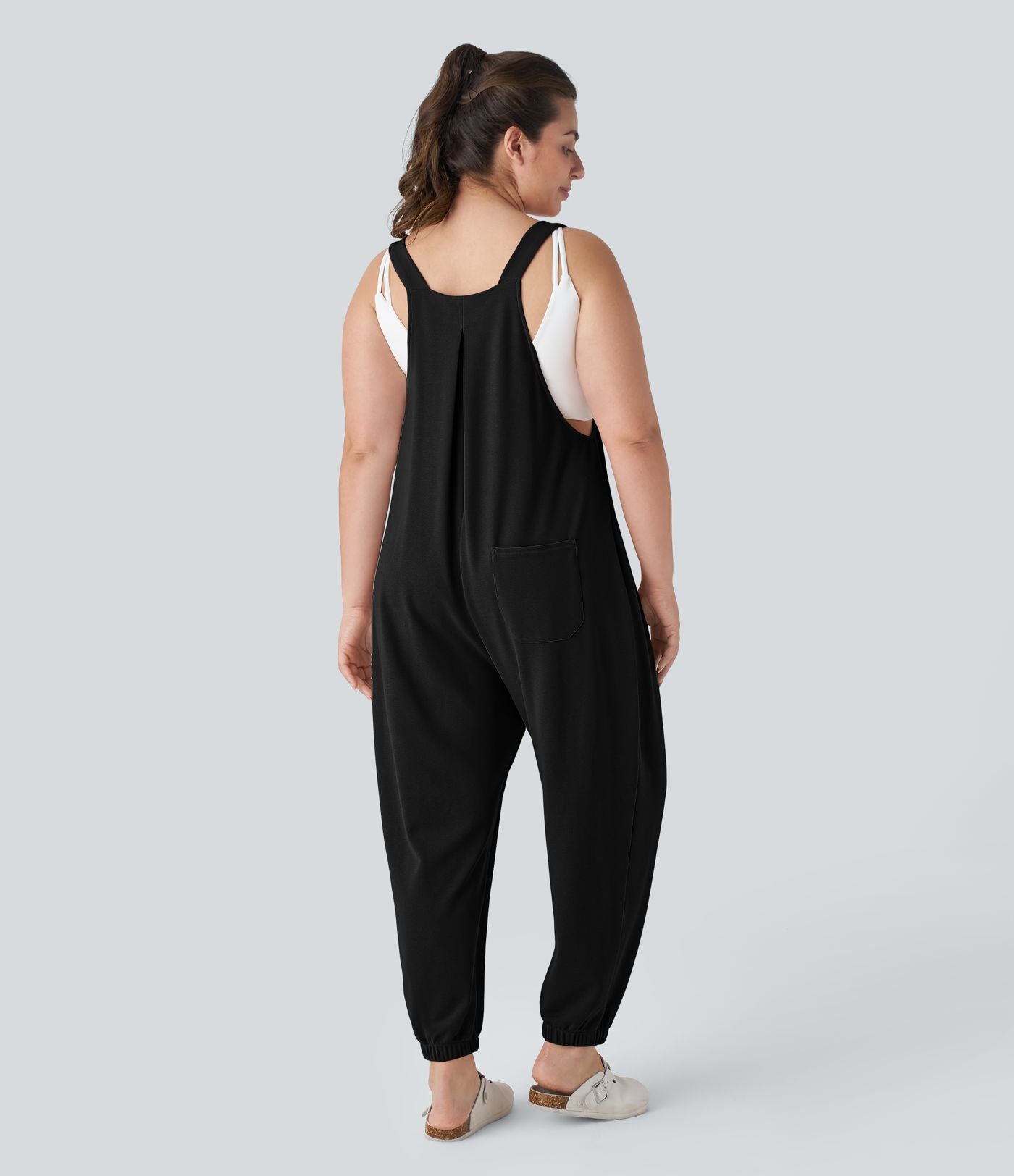 Sangle Réglable Bouton Plusieurs Poches Plissé Gaufré Casual Grande Taille Salopette