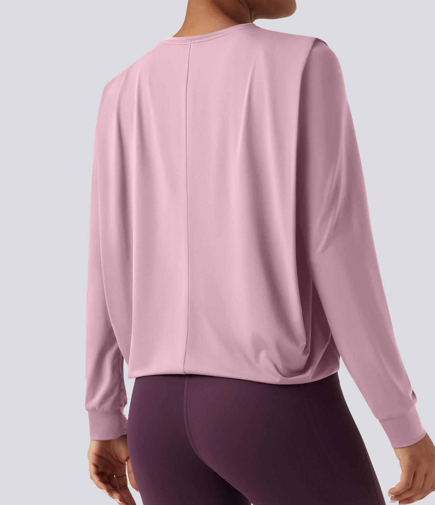 Haut de sport yoga col rond manches longues froncé - UPF50+